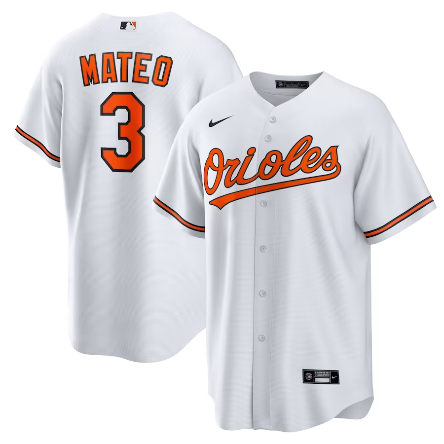 Men's Baltimore Orioles Jorge Mateo #3 White Replica Player Jersey mysite