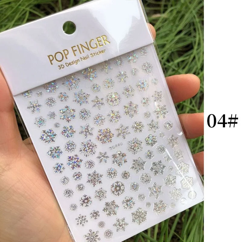 1 Sheet New Roman English Alphabet Number 3D Nail Stickers Christmas Animals iridescent Gold Silver Word Small Letters Nail