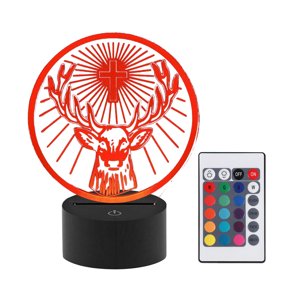 

Cross Deer 3D with 16 Colors Touch Remote Control-3D Night Light, 501 Original