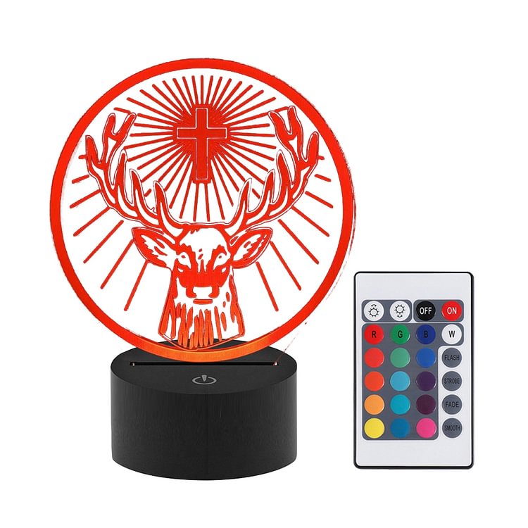 Cross Deer 3D with 16 Colors Touch Remote Control-3D Night Light