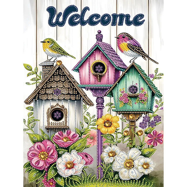Welcome To The Garden 30*40CM (Canvas) Special Shaped Drill Diamond Painting gbfke