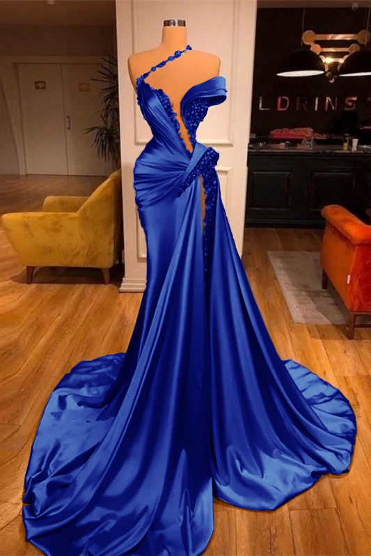 Ovlias Lavender Off-the-Shoulder Mermaid Prom Dress Beaded with Split PD0588