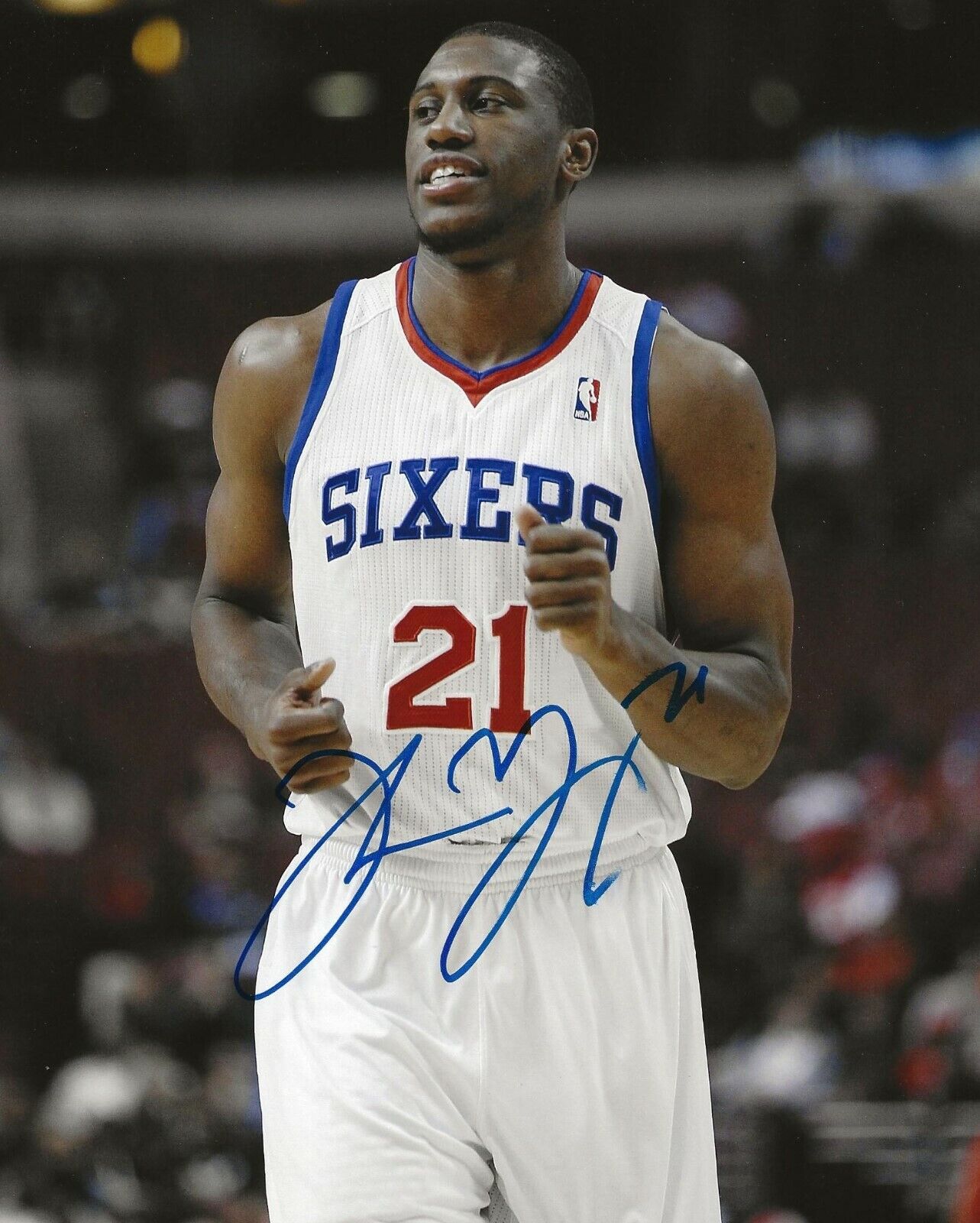 Thaddeus Young signed Philadelphia 76ers 8x10 Photo Poster painting autographed 2