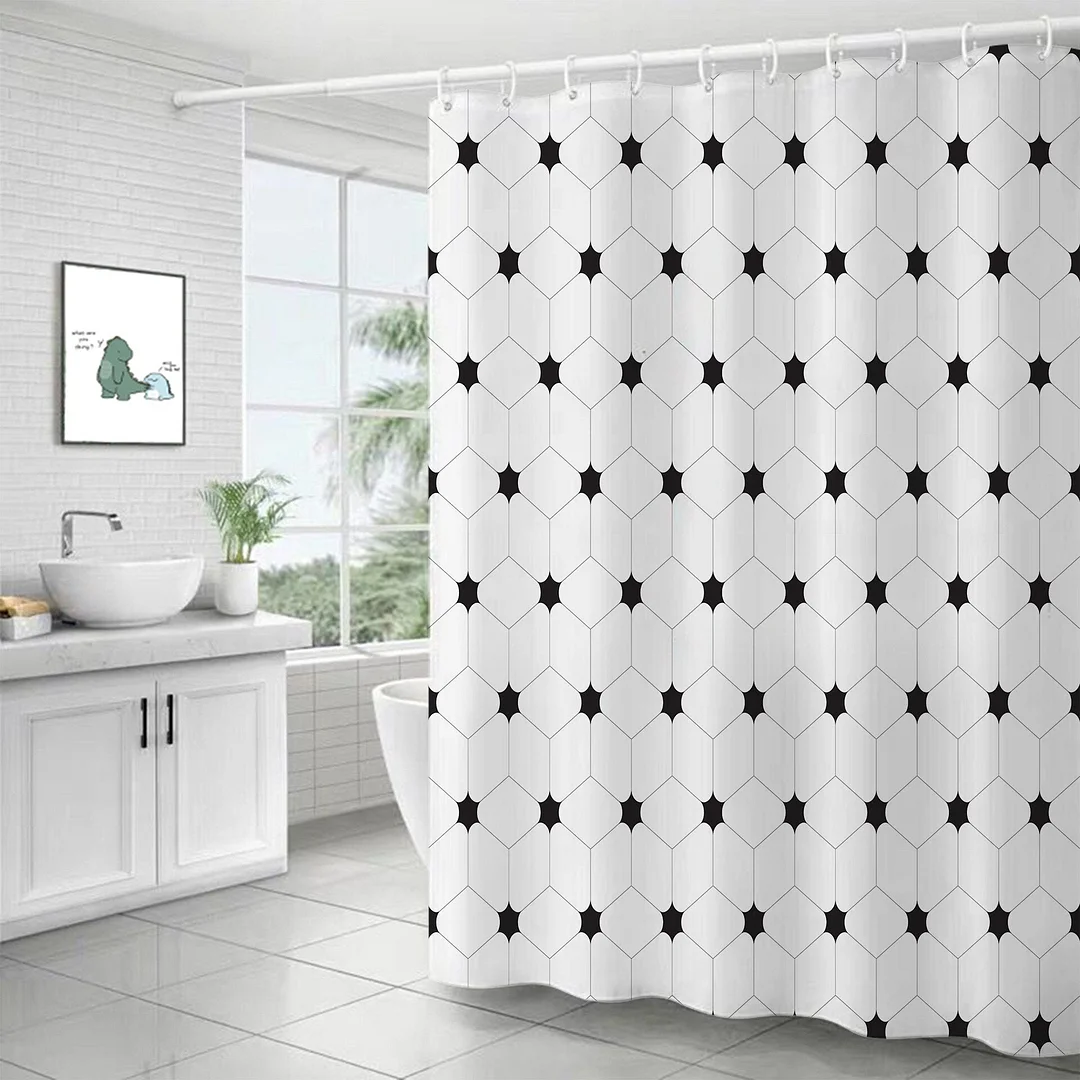Waterproof Shower Curtains for Bathroom Home Decor Polyester Fabric Shower Curtains Geometric Pattern Multi-size Shower Curtain