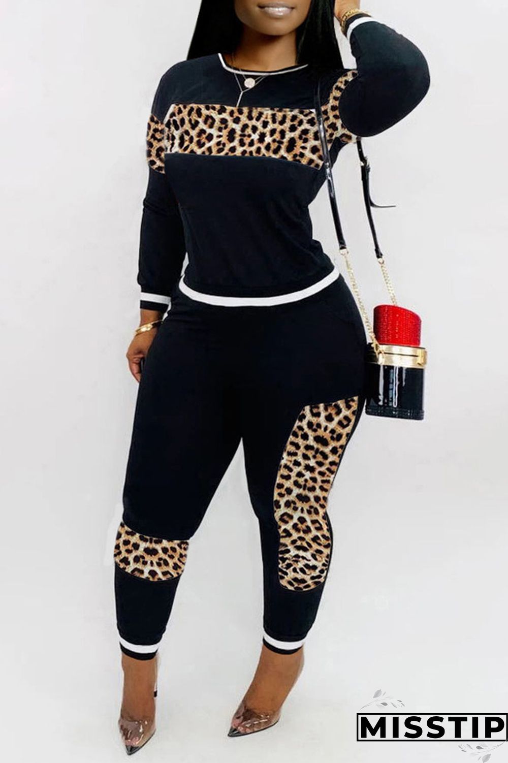 Blue Casual Print Patchwork O Neck Long Sleeve Two Pieces