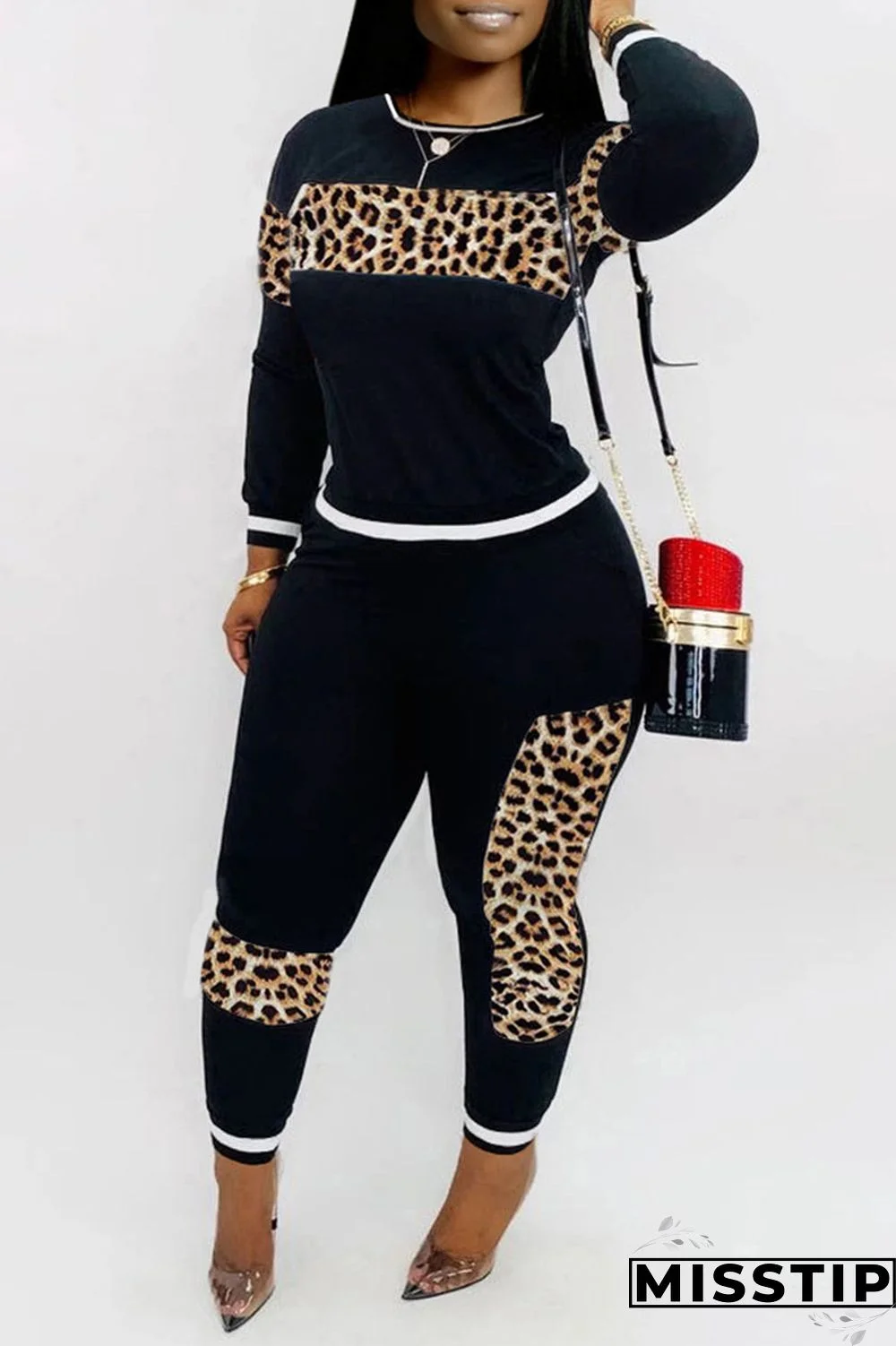 Blue Casual Print Patchwork O Neck Long Sleeve Two Pieces