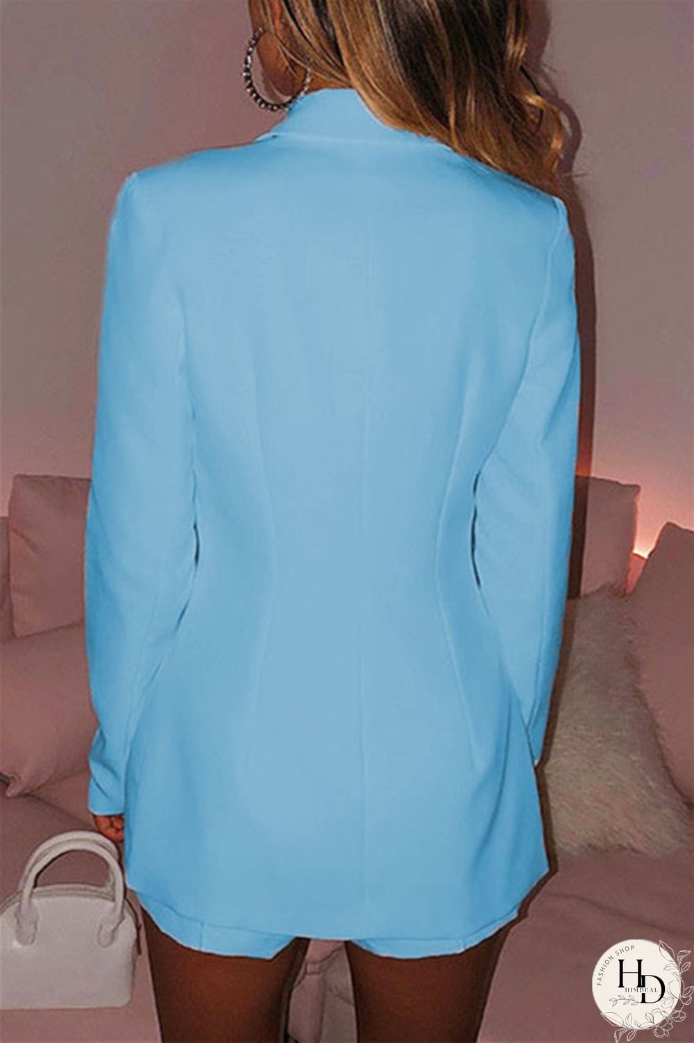 Pink Fashion Casual Solid Basic Turndown Collar Long Sleeve Two Pieces