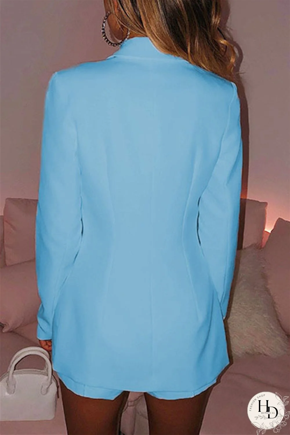 Pink Fashion Casual Solid Basic Turndown Collar Long Sleeve Two Pieces