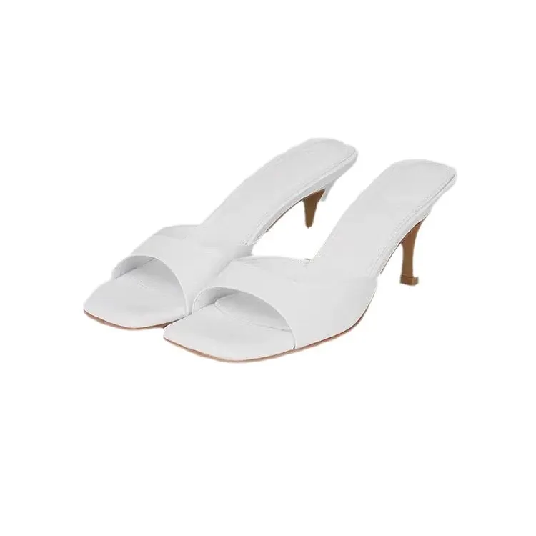 Breakj Breakj Cool Slippers Women 2025 Summer New Wear Large Code 42 British Wind Square Fine And Ladies Slippers