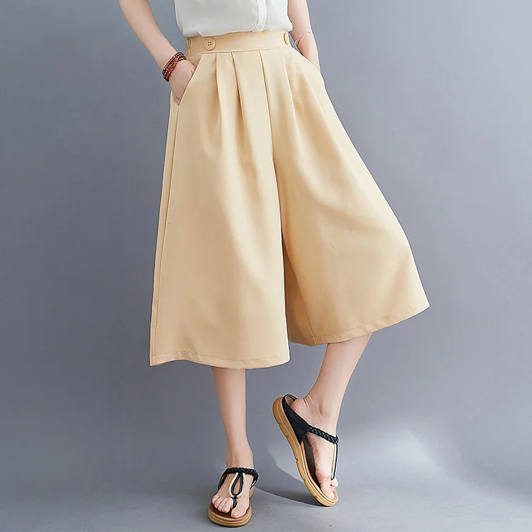 Simple Solid Color Wide Leg Pants