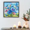 Schmetterling und blaue Blumen - speziell geformtes Diamantgem&auml;lde - 30*30cm