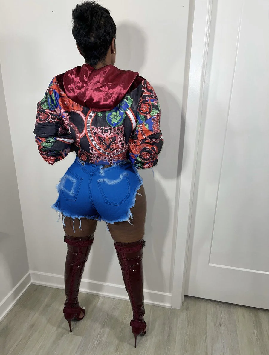 Uveng Street Ripped Stretch Denim Women's Shorts