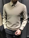 High-end thickened pineapple pattern crew neck sweater