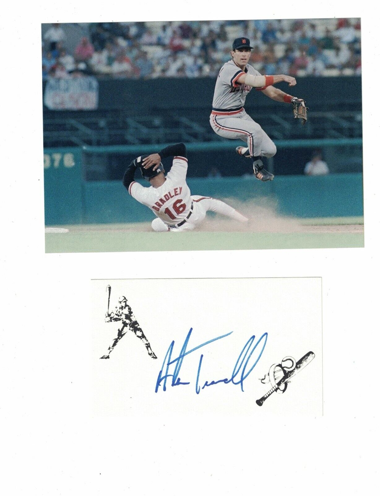 Alan Trammell Detroit Tigers Signed Index Card W/Photo Poster painting W/Our COA