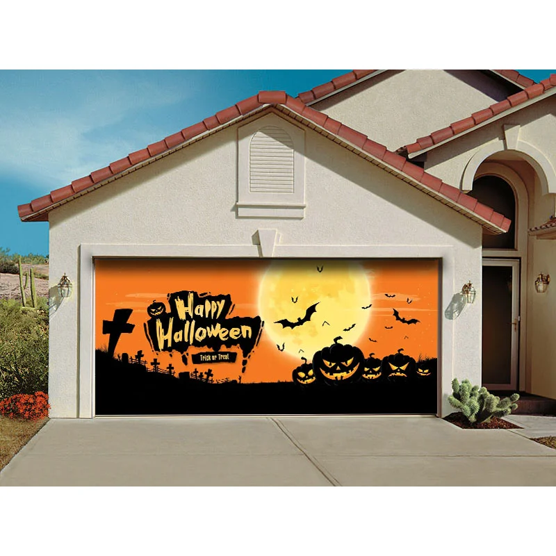 7' x 16' Happy Halloween Jack-Lanterns Garage Door Mural