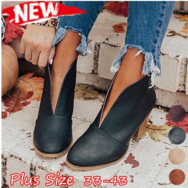 Flat Boots for Women Short platform boothigh top Martin boots Vintage Chunky Low Heel Short Boot Ankle Booties Flat Boots Shoes for Female Plus Size