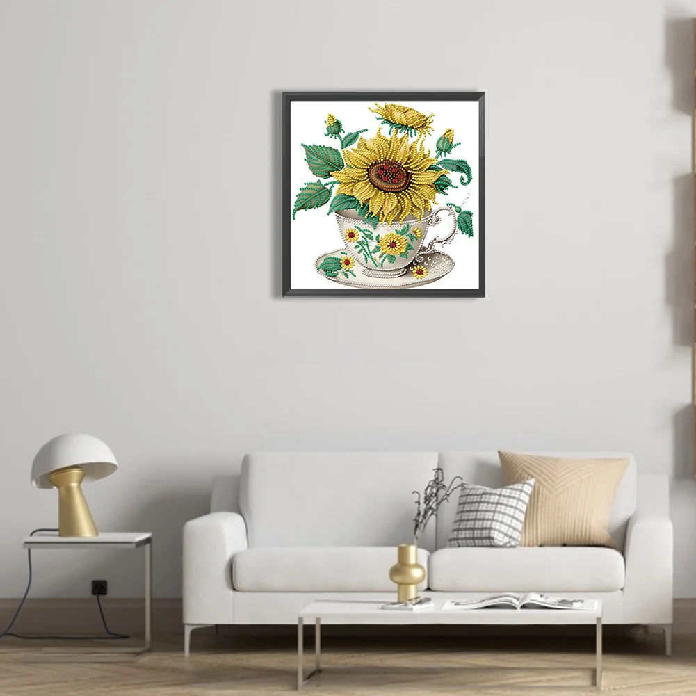 Diamond Painting - Partial Special Shaped Drill - Sunflower Cup(Canvas|30*30cm)