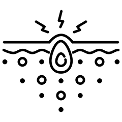 Black circle with a white border on a black background.