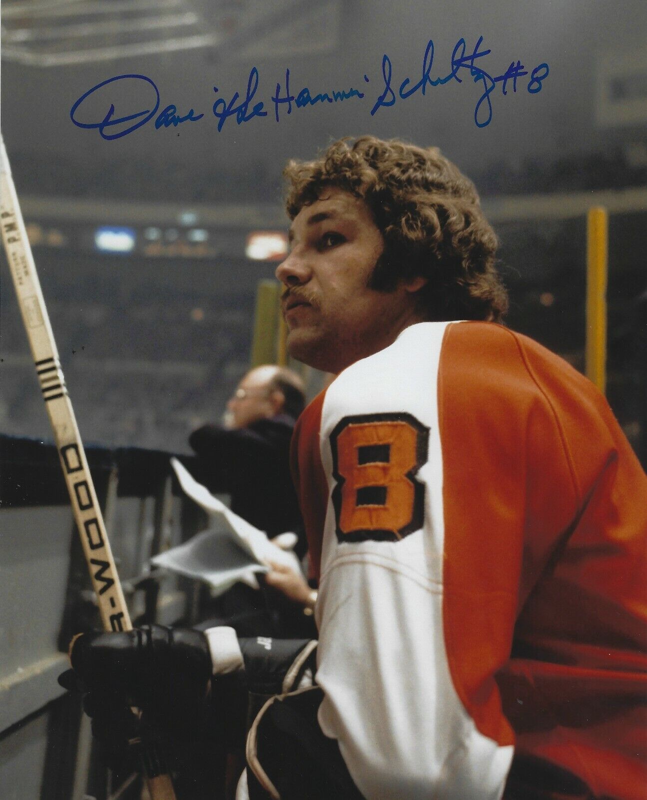 Autographed 8x10 Dave the Hammer Schultz Philadelphia Flyers Photo Poster painting w/Show ticket