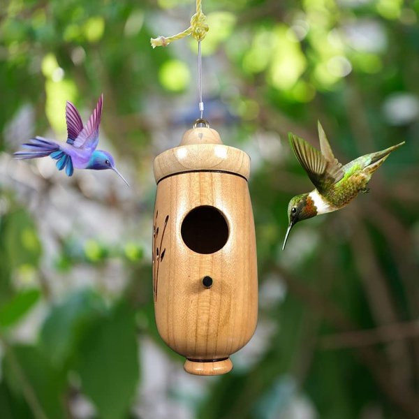 Wooden Hummingbird House-Gift for Nature Lovers - tree - Codlins