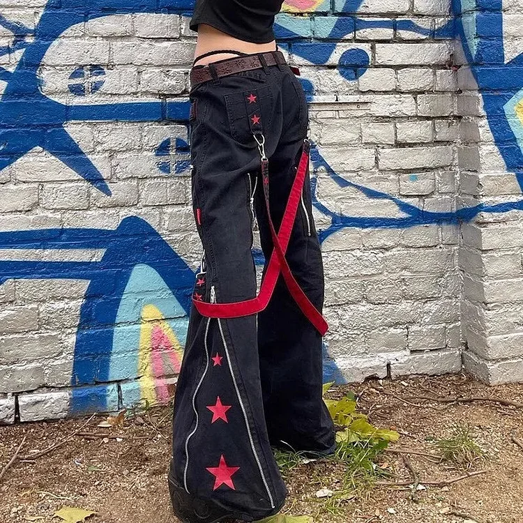 Star Print Gothic Baggy Pant