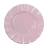 10 Pack | 9" Lavender Lilac Hard Plastic Dinner Plates with Gold Ruffled Rim, Heavy Duty Disposable Dinnerware