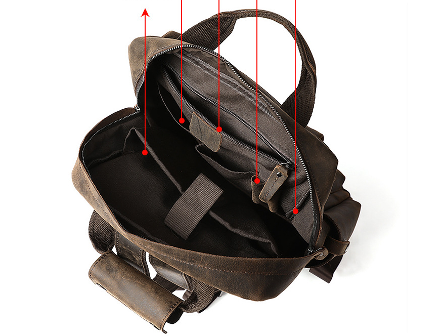 Crazy horse leather tactical business backpack