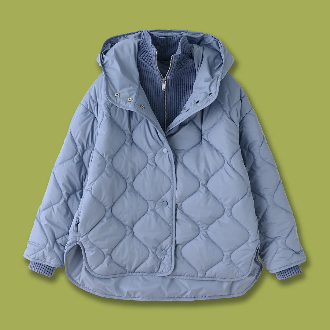 Nigikala Nigikala Casual Version Of The Quilt Hooded Jacket Jacket Lingge Cotton Ivory White 24 Winter New