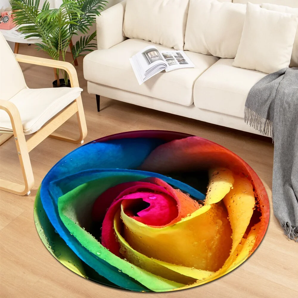 Modern Round Carpet Children Bedroom Bedside Mat Living Room Chair Large Carpet Home Kids Room Decorative Anti-Slip Floor Rugs