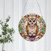 (Upgrade Size)DIY Diamond Painting Art Double Sided Effect Pendant Colorful Stained Glass Hanging Ornament Kit(Owl)