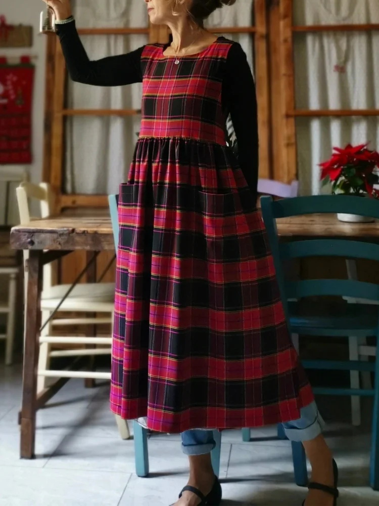 Fuchsia and Black Plaid Apron
