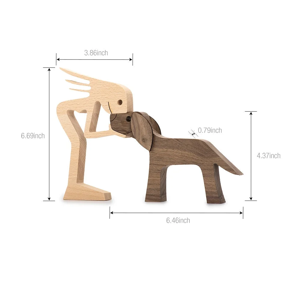 Adornos de madera Wooden Dog Craft Figurine Home Office Table Ornament Easter Decoration Love Dog Pet Lover Gifts oficina OEM 515-3