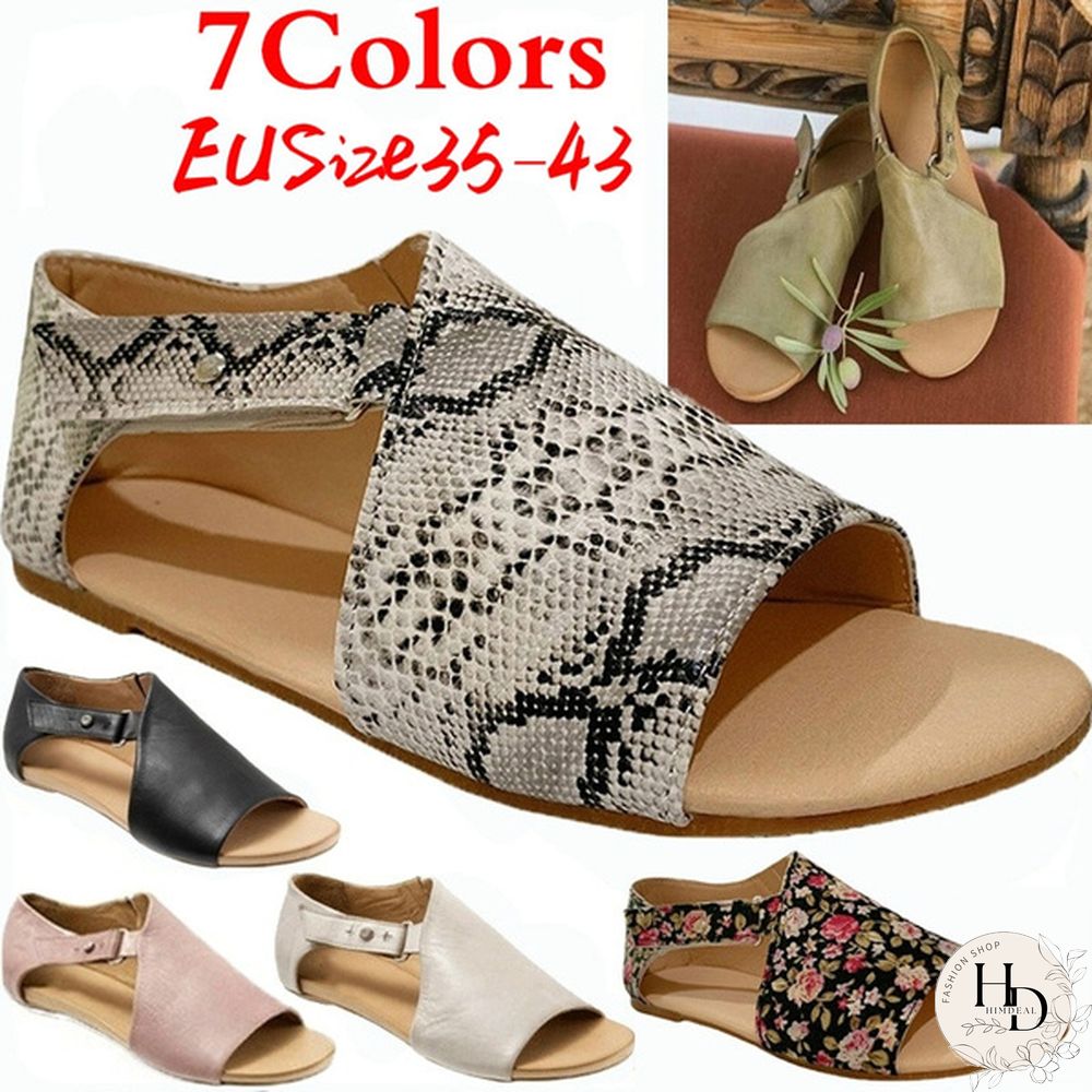 Colors Fashion Women Summer Shoes Leather Flat Sandals Buckle Strap Slippers Fish Mouth