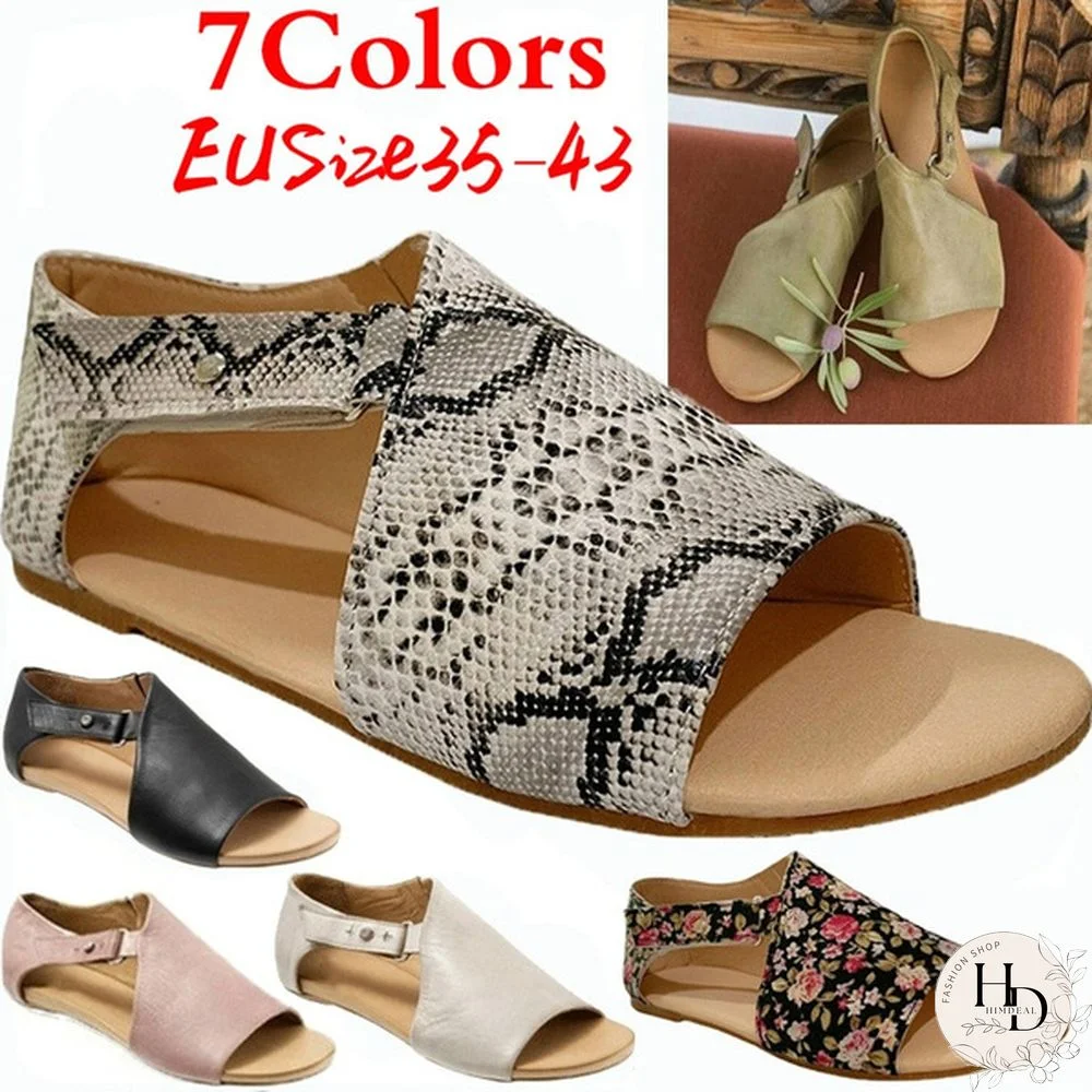 7 Colors Fashion Women Summer Shoes Leather Flat Sandals Buckle Strap Slippers Fish Mouth Sandals Plus Size EU35-43