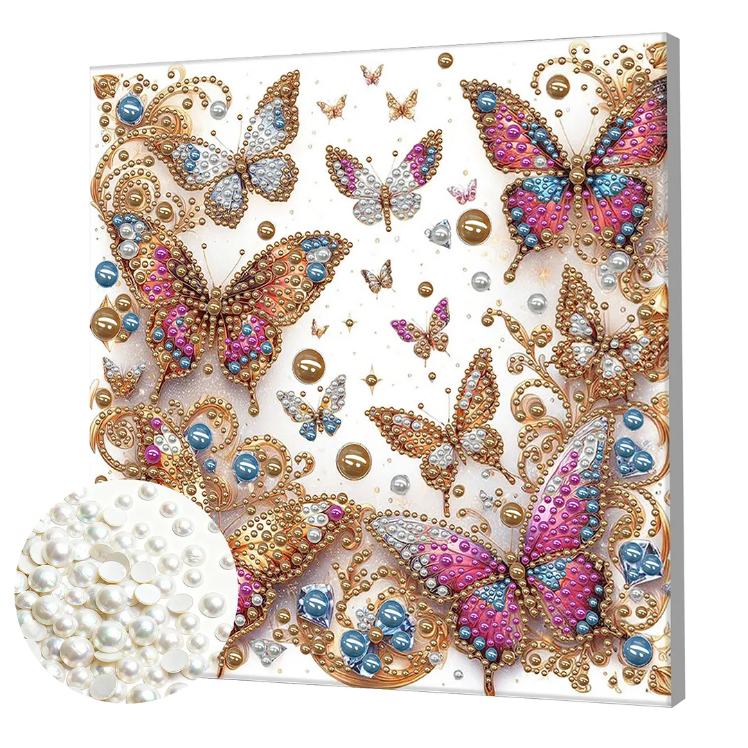 Butterfly - DIY Pearl Diamond Art Kit With Frame 30*30cm