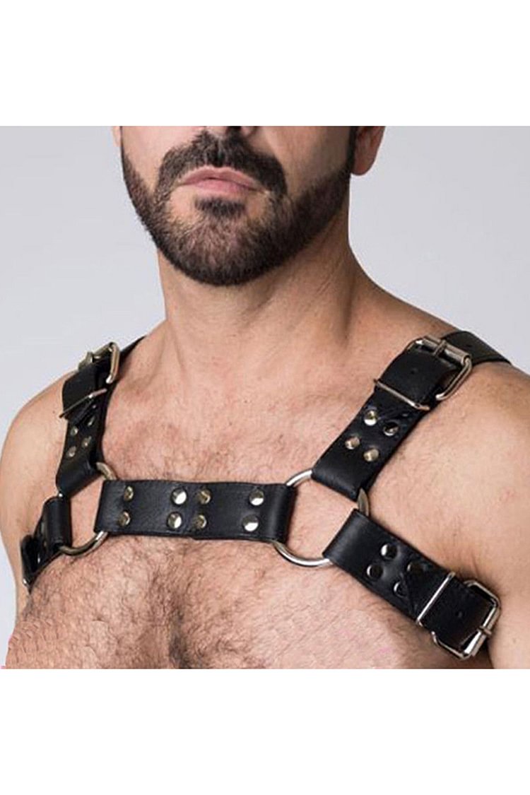 Men's Leather Restraint Band Clothing Rave Body Harness