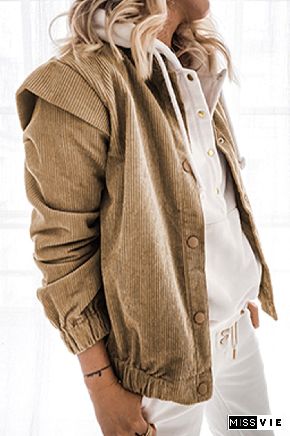 Casual Solid Patchwork Buckle Turndown Collar Outerwear(5 Colors)