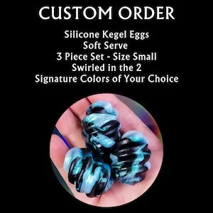 pornhint Pornhint Small Clutch of 3 'Soft Serve' Silicone Kegel Eggs - Swirled in Your Choice of 2 Signature Colors - Medium Firmness