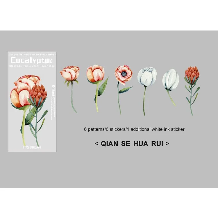 JOURNALSAY 10 Pcs Classic Plant Flowers PET Waterproof Sticker Scrapbooking Collage Journal