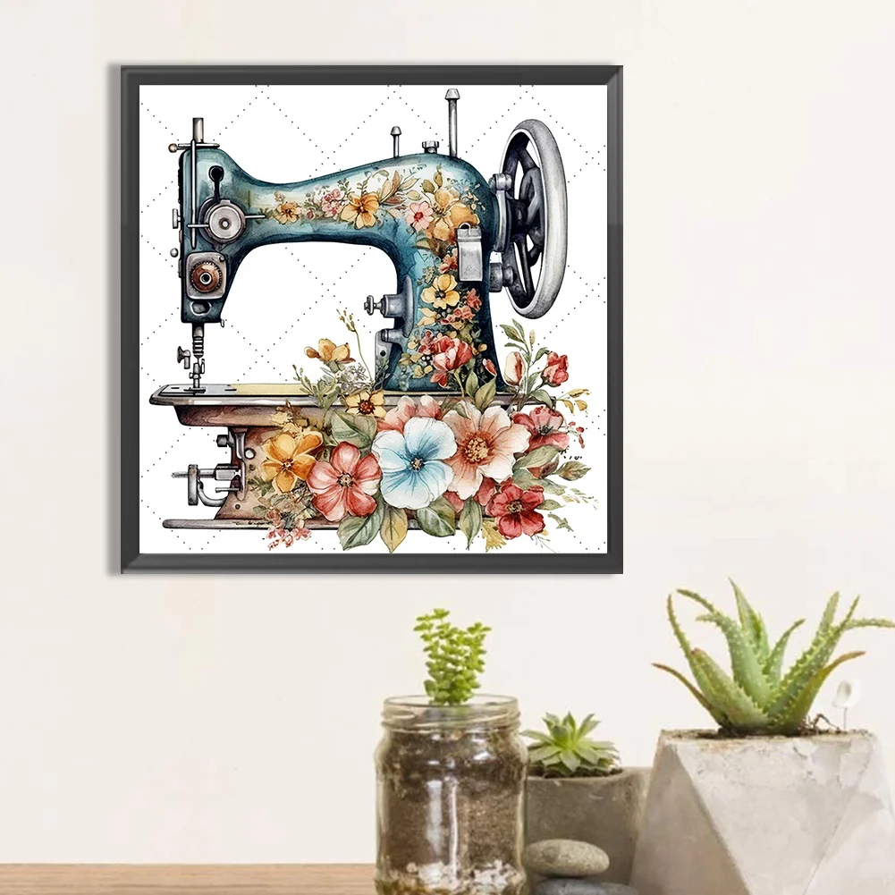 Diamond Painting - Full Round Drill - Sewing Machine(30*30cm)