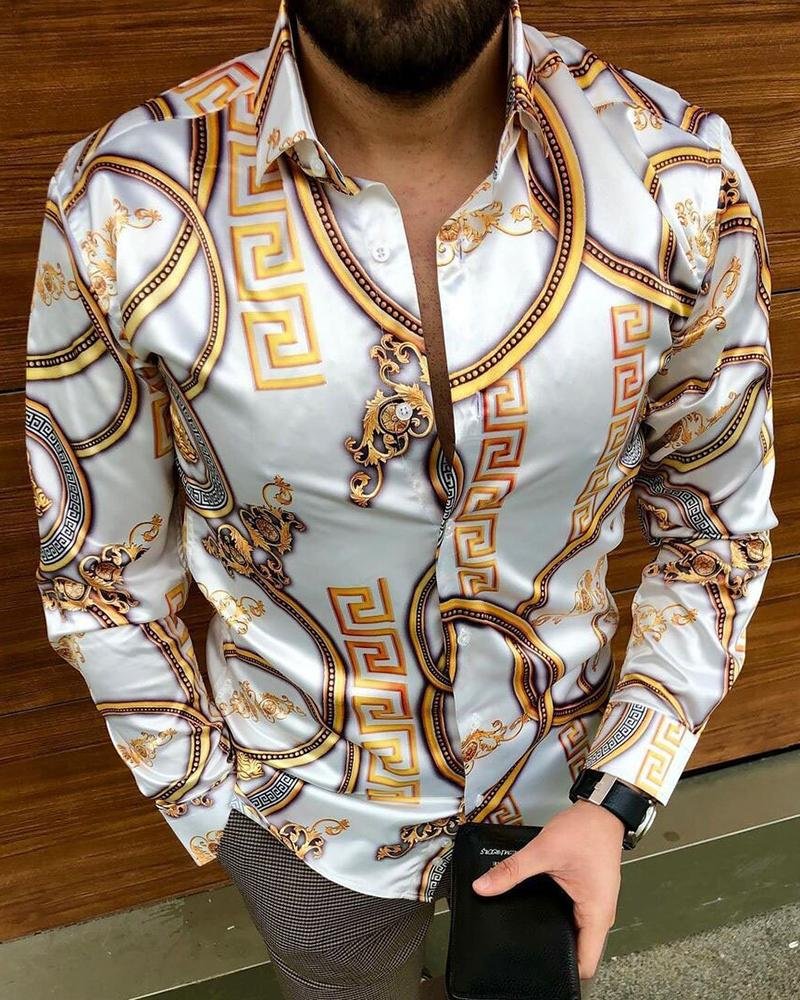 Casual Fashion Printed Long-sleeved Shirt