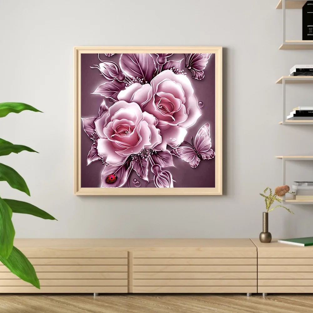 Diamond Painting - Full Round Drill - Pink Rose(30*30cm)