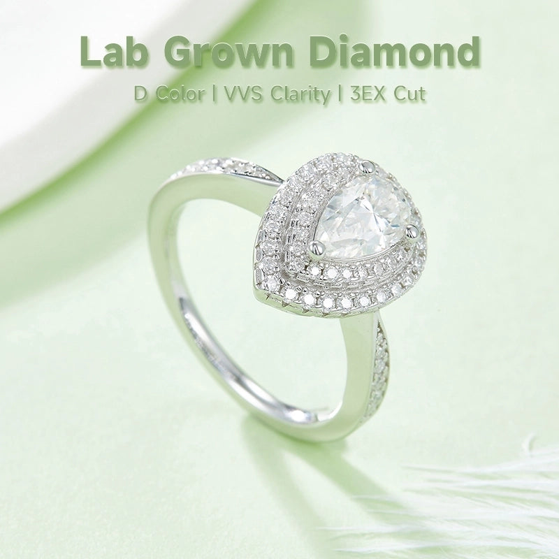 1 Piece 925 Sterling Silver Rhodium Plated Pear-cut VVS1-VVS2 Lab-Grown Diamond NGIC Long-Lasting Plated