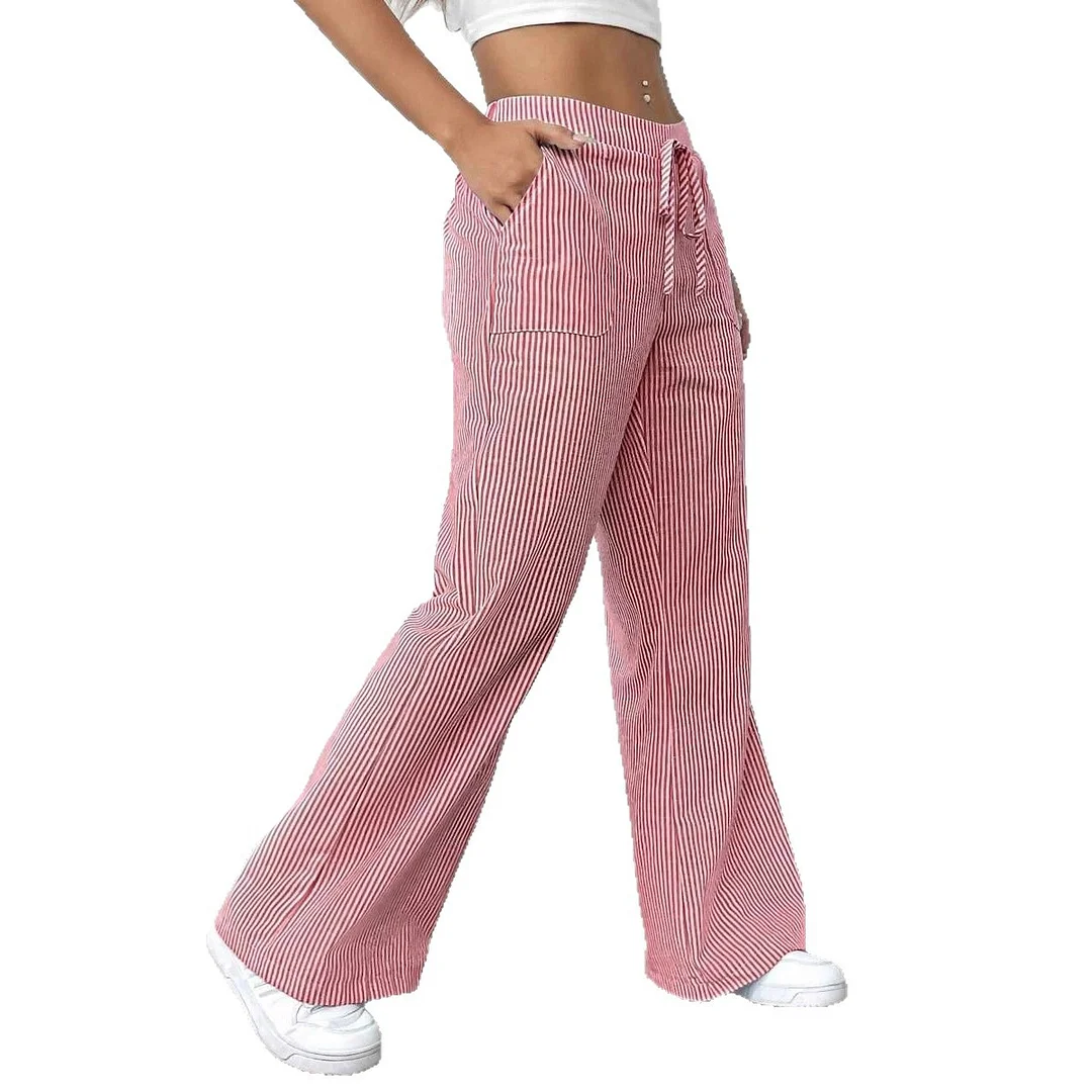 Nigikala Nigikala New Striped Trousers Casual Street Fashion Loose Broad-Legged Women