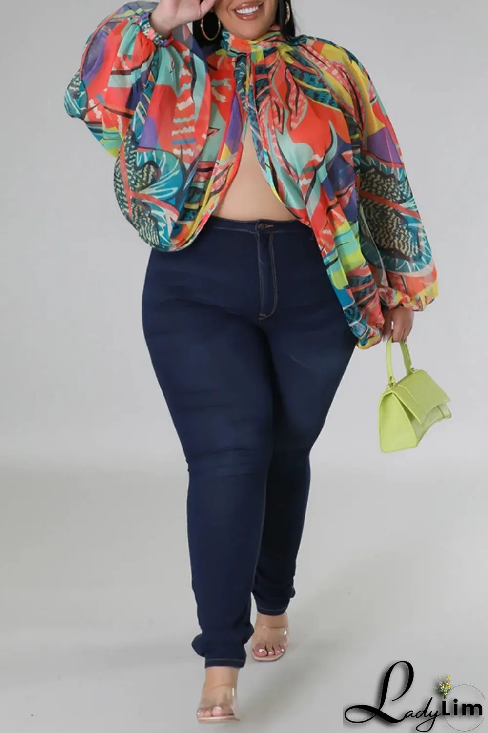 Pink Casual Print Patchwork Turtleneck Plus Size Tops