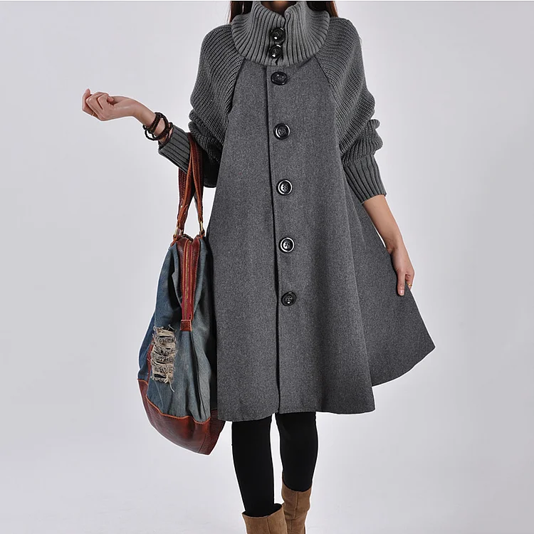 Casual High Neck Cape Coat