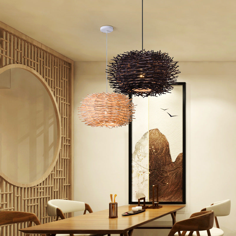 Bamboo Rattan Chandelier Restaurant Homestay Creative Bar Lamp