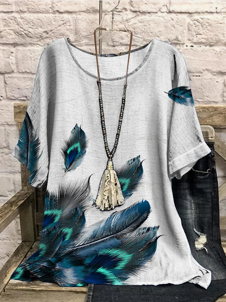 Women Short Sleeve Scoop Neck Printed Women Tops