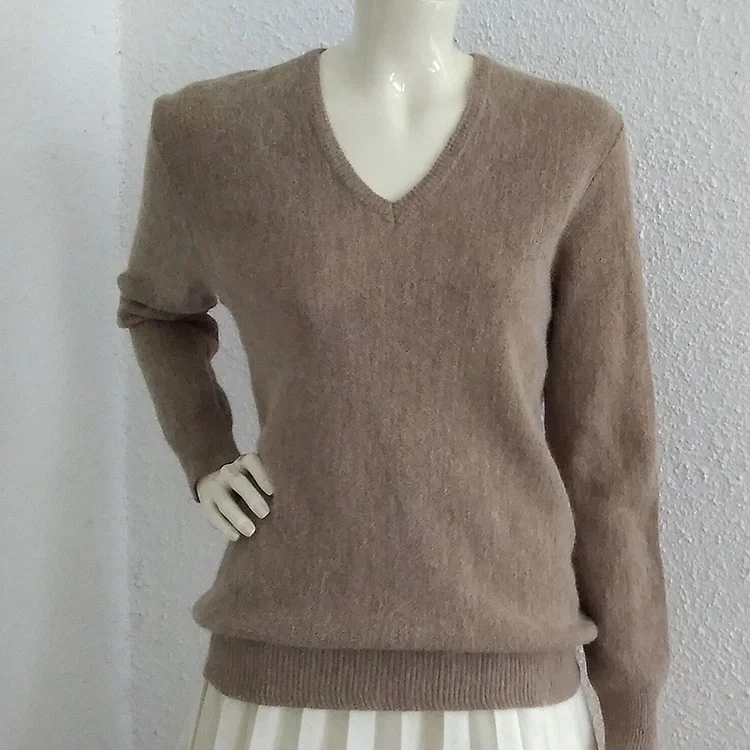 Comstylish Solid Color V-Neck Long Sleeved Sweater