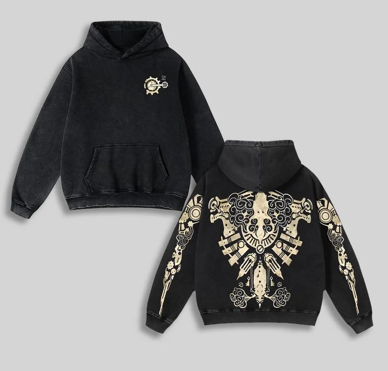 Vi Tattoo Printed Men's Washed Hoodie
